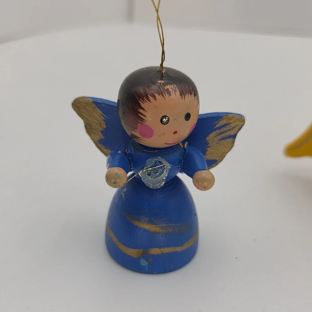VTG Wood Angel Ornament Lot Hand Painted‎ Christmas Choir Missing Instruments